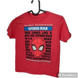 Marvel Boy's Short Sleeve Shirt Spiderman Size 6/7 Red Tee Top New